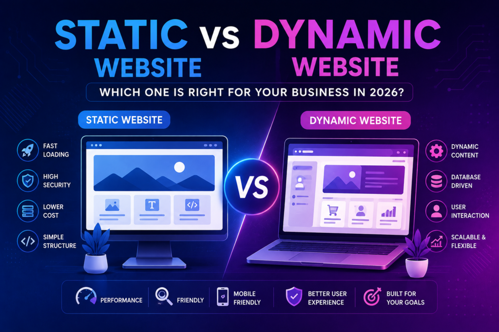 Static vs dynamic website comparison for business in 2026